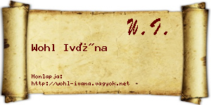 Wohl Ivána névjegykártya